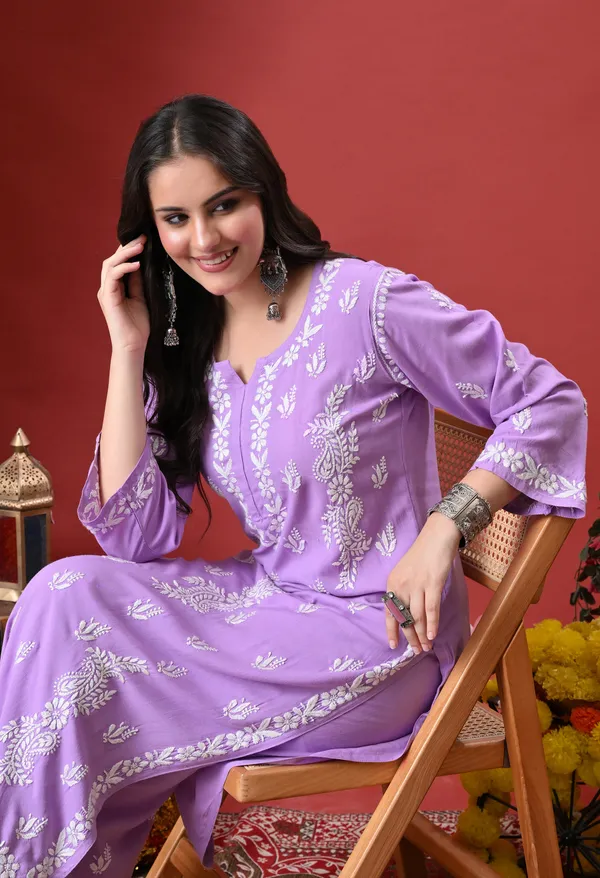Syrish_Purple_Hand_Embroidered_Chikankari_Rayon_Kurta_Palazzo_Set