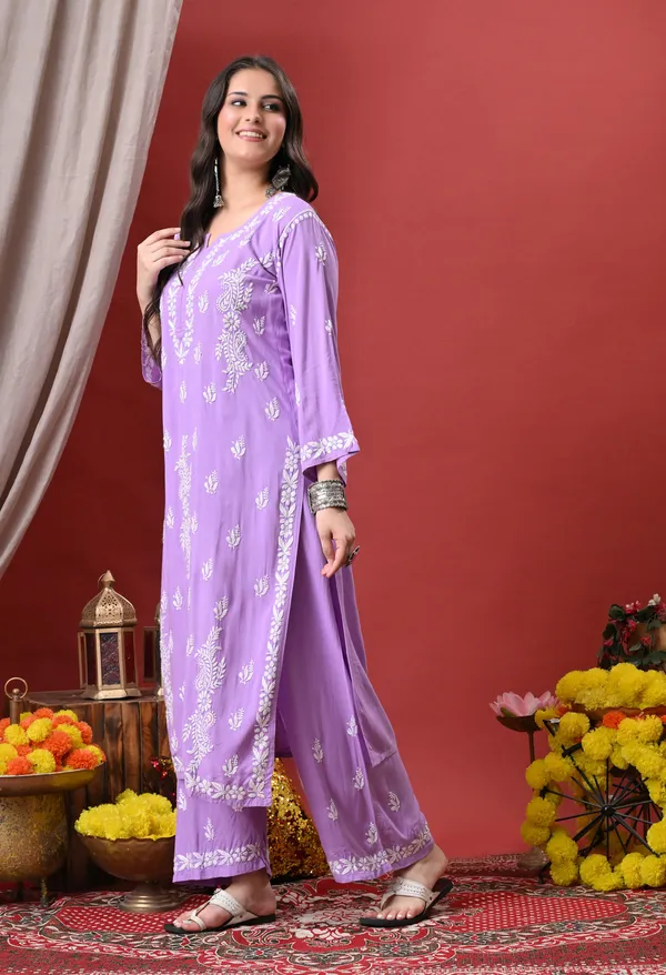 Syrish_Purple_Hand_Embroidered_Chikankari_Rayon_Kurta_Palazzo_Set