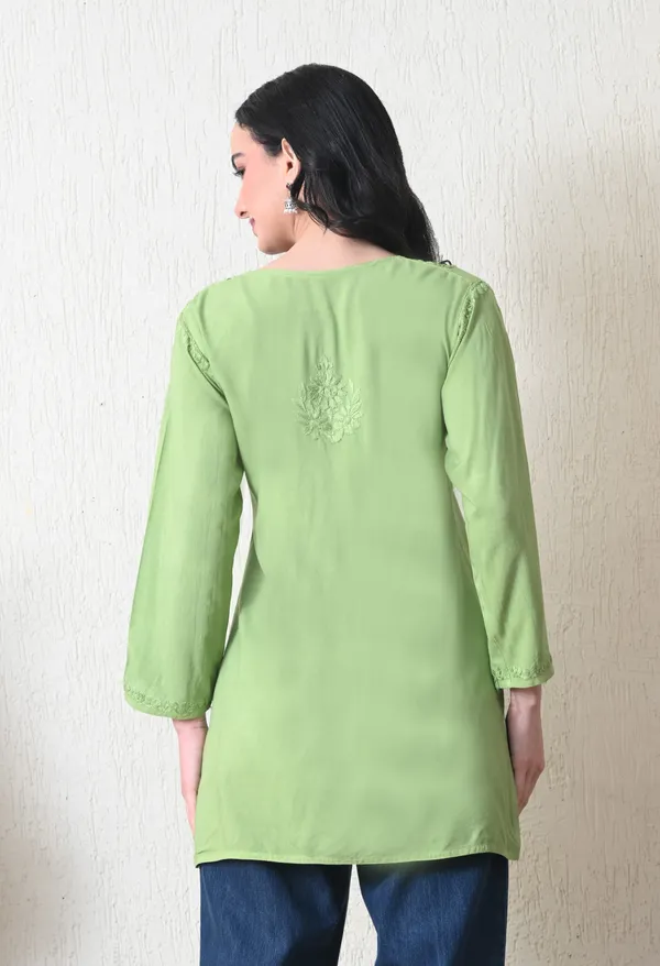 Green_Rayon_Chikankari_Short_Kurta