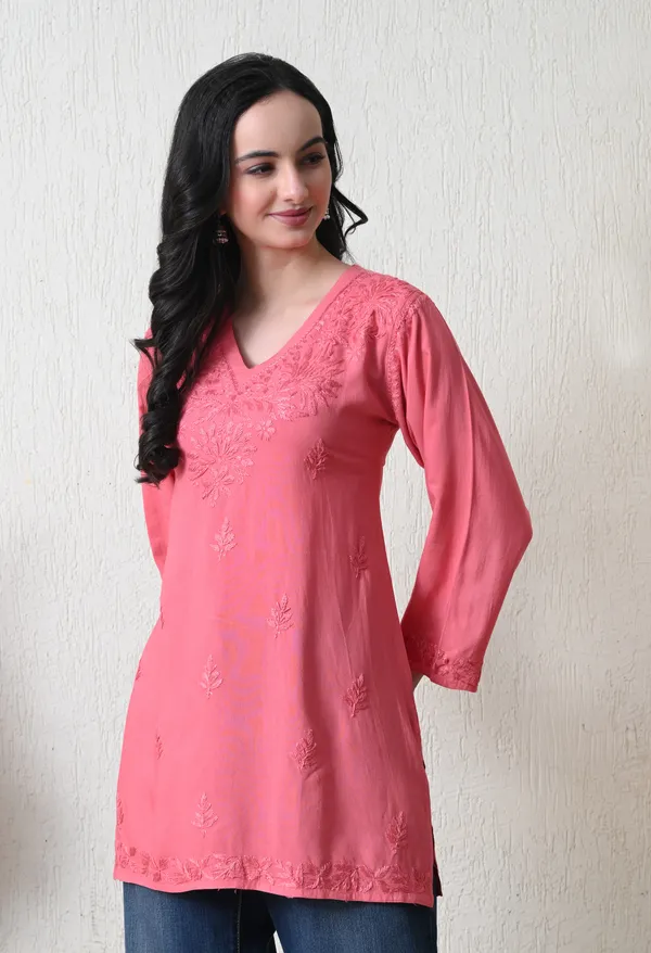 Onion_Pink_Rayon_Chikankari_Short_Kurta