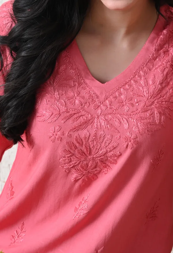 Onion_Pink_Rayon_Chikankari_Short_Kurta