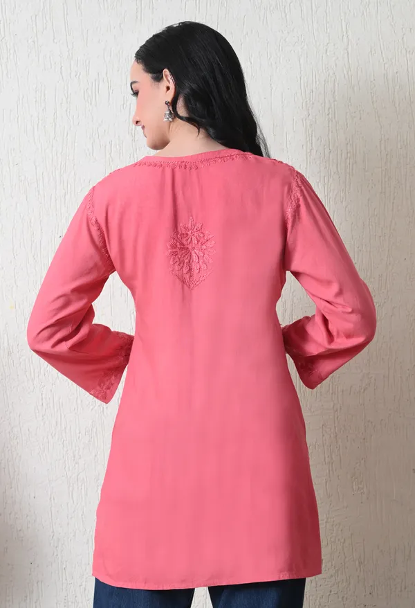 Onion_Pink_Rayon_Chikankari_Short_Kurta