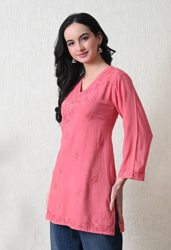 Onion_Pink_Rayon_Chikankari_Short_Kurta