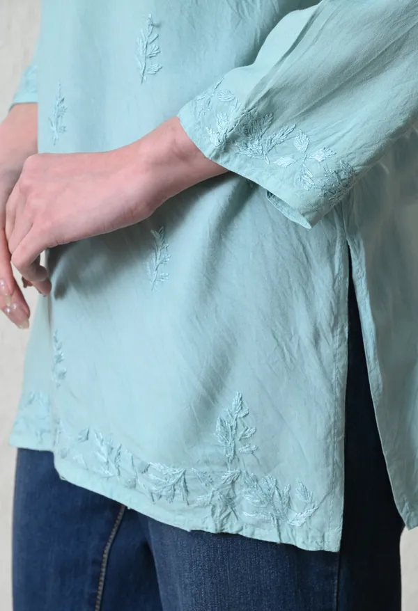 Aqua_Blue_Rayon_Chikankari_Short_Kurta