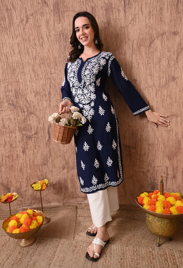 Women_Navy_Blue_Hand_Embroidered_Chikankari_Rayon_Straight_Kurta