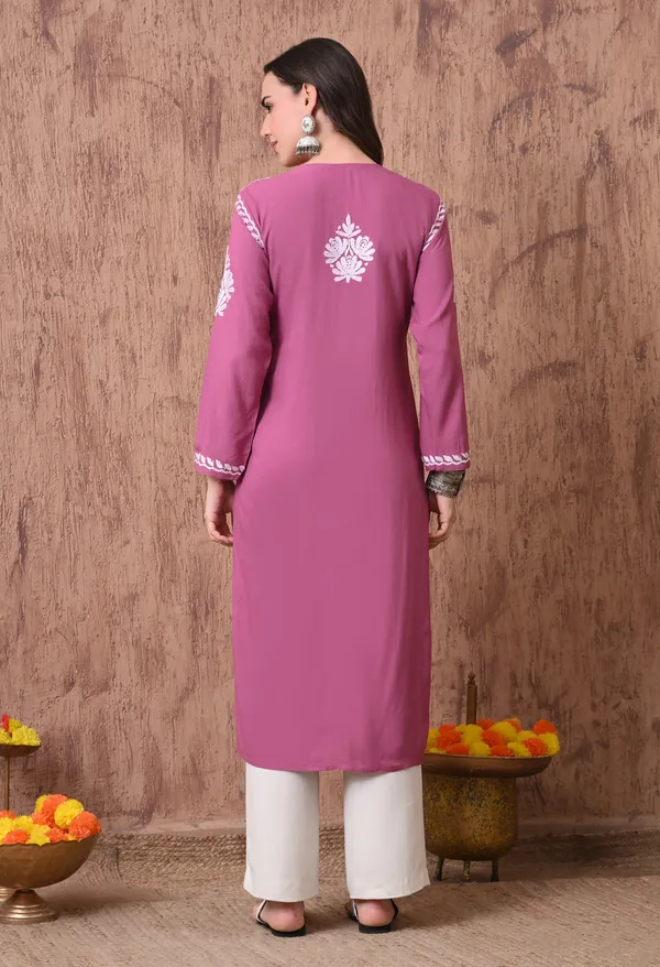 Women_Onion_Pink_Hand_Embroidered_Chikankari_Rayon_Straight_Kurta