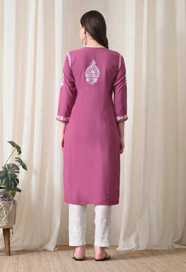 Onion_Pink_&_White_Hand-Embroidered_Chikankari_Rayon_Straight_Kurta