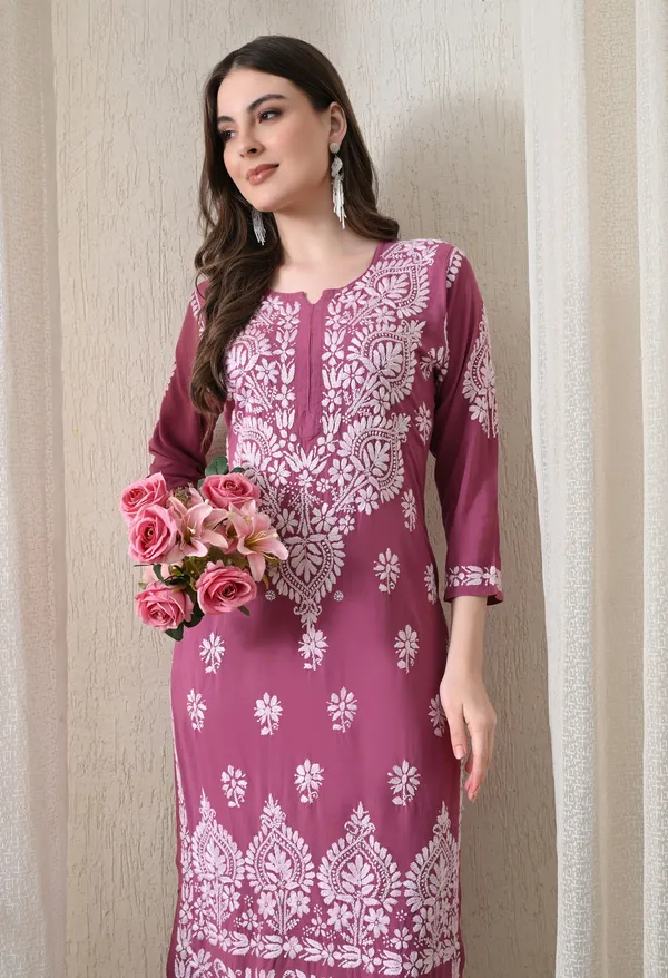 Onion_Pink_&_White_Hand-Embroidered_Chikankari_Rayon_Straight_Kurta