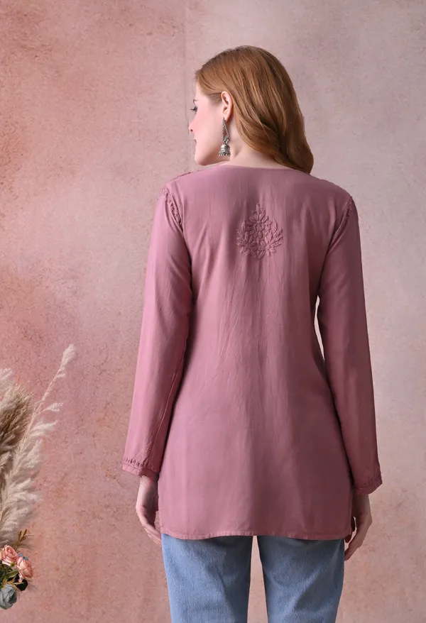 Light_Brown_Rayon_Chikankari_Short_Kurta