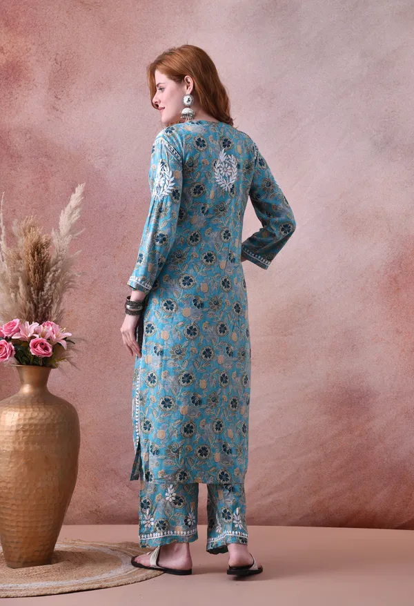 Aqua_Bloom_Hand-Embroidered_Chikankari_Rayon_Kurta_&_Pant_Set