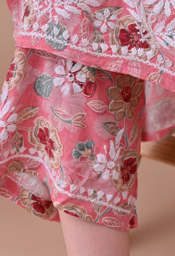 Pink_Hand-Embroidered_Chikankari_Rayon_Kurta_&_Pant_Set