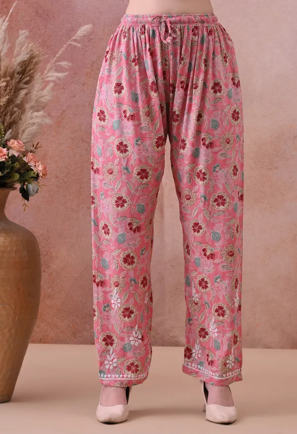 Pink_Hand-Embroidered_Chikankari_Rayon_Kurta_&_Pant_Set