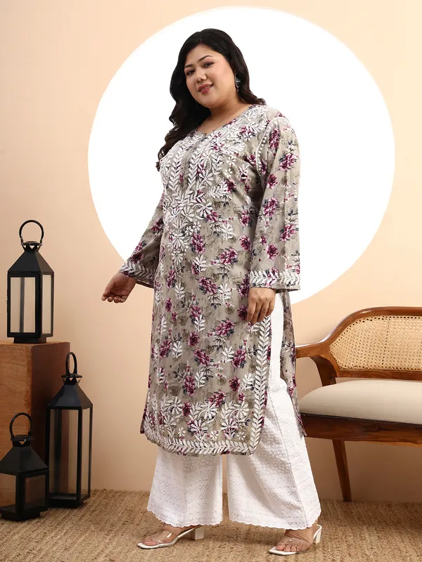 Women_Grey_Floral_Hand-Embroidered_Chikankari_Mulmul_Kurta