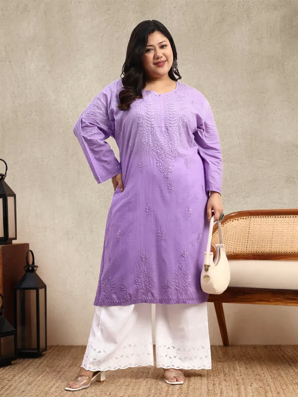 Purple_Ombre_Dobby_Cotton_Plus_Size_Hand_Embroidered_Chikankari_Kurta