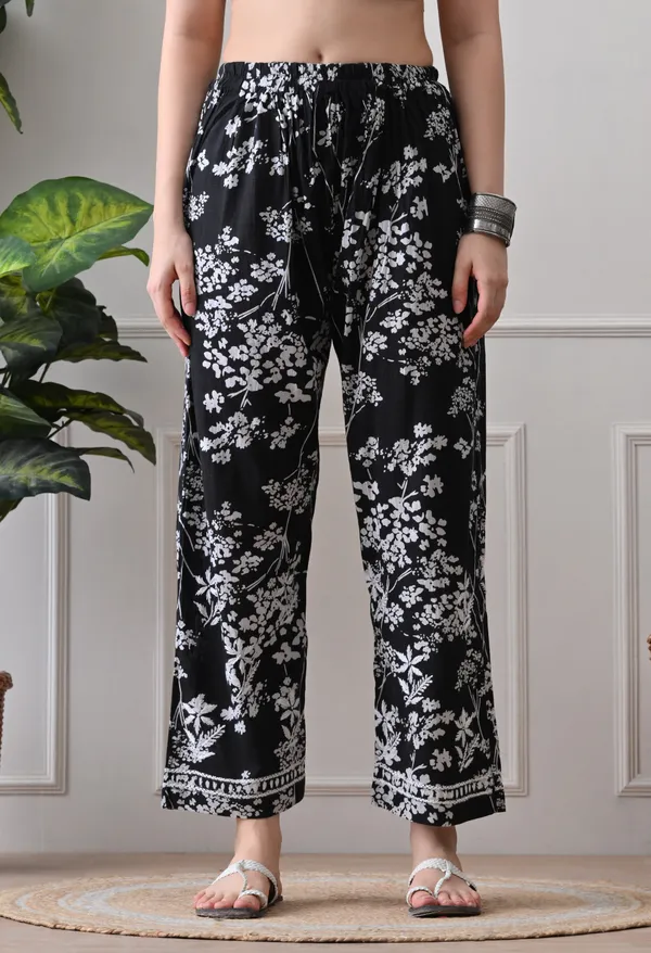 Hand_Embroidered_Chikankari_Mulmul_Plazo_Set-Black