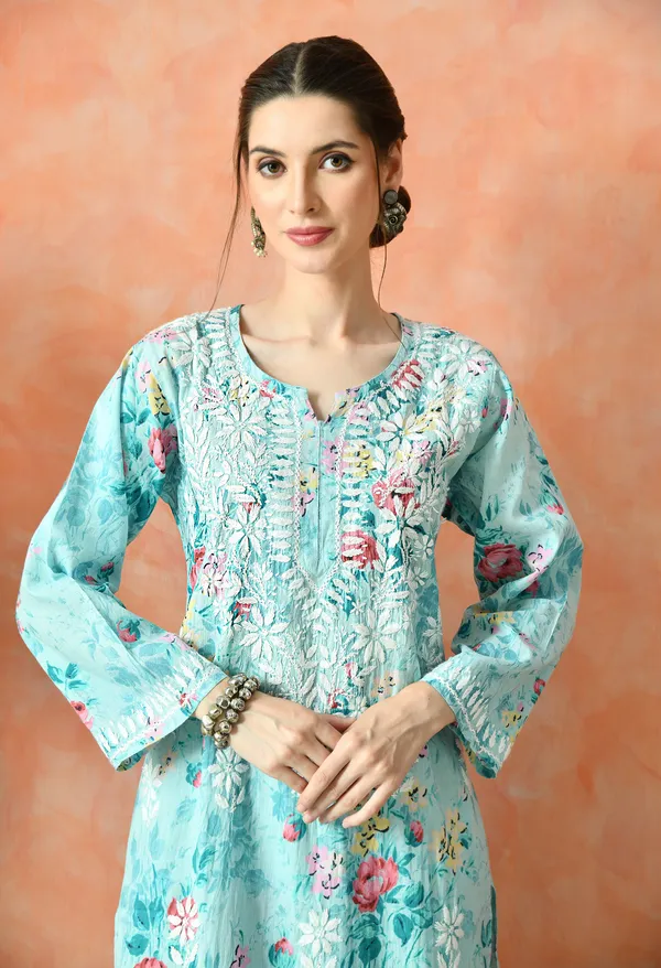Pastel_Blossom_Hand_Embroidered_Mulmul_Kurta_Set-Blue