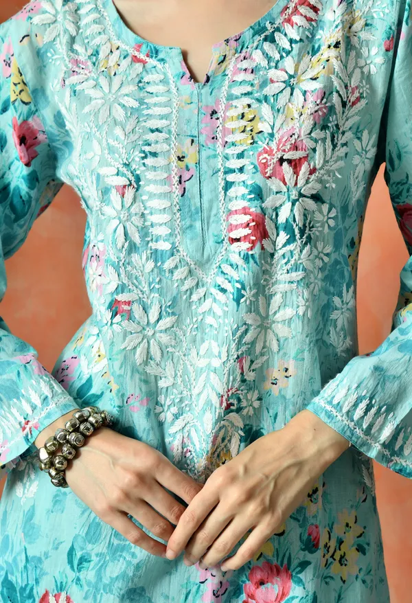 Pastel_Blossom_Hand_Embroidered_Mulmul_Kurta_Set-Blue