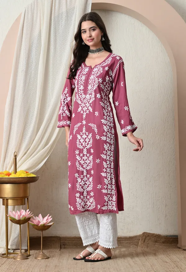 Syrish_Onion_Pink_Hand-Embroidered_Chikankari_Modal_Kurta