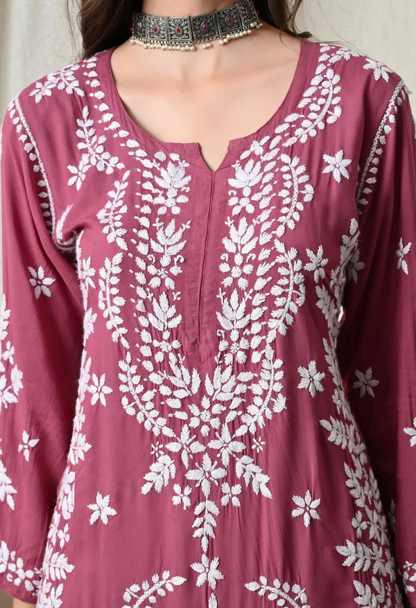Syrish_Onion_Pink_Hand-Embroidered_Chikankari_Modal_Kurta