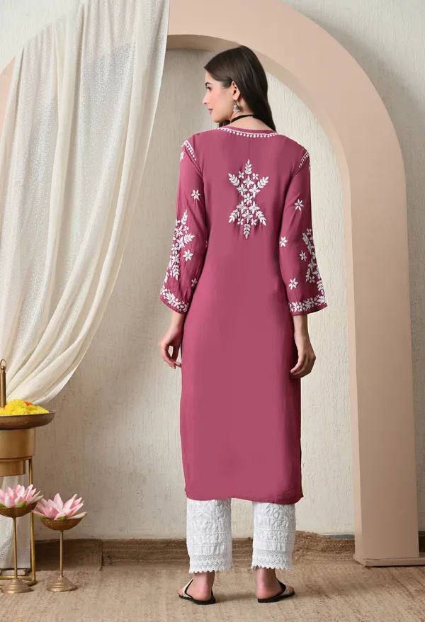 Syrish_Onion_Pink_Hand-Embroidered_Chikankari_Modal_Kurta