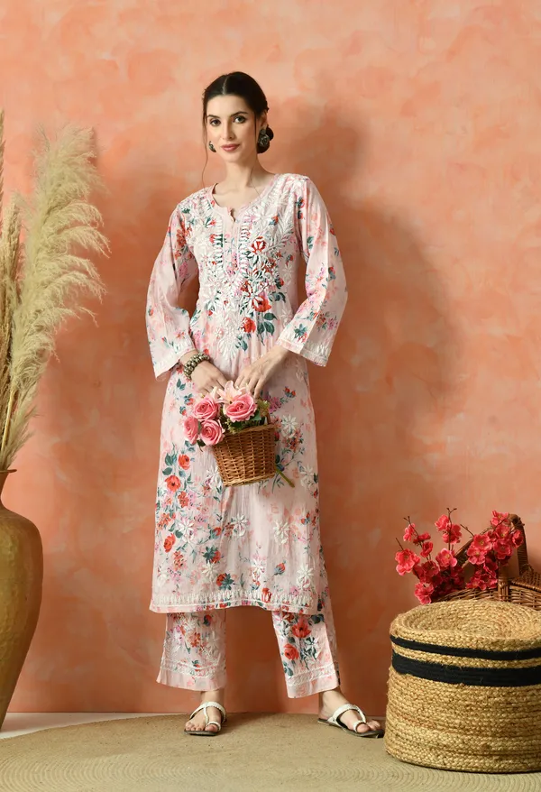Blush_Pink_Floral_Hand_Embroidered_Mulmul_Chikankari_Kurta_Plazo_Set
