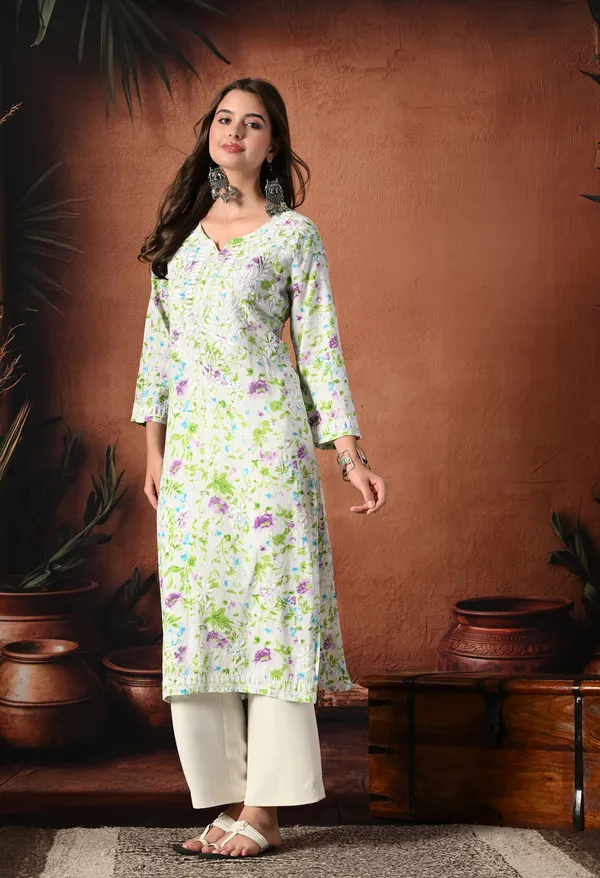 Syrish_Purple_accents_Floral_Handcrafted_Chikankari_Mulmul_Kurta