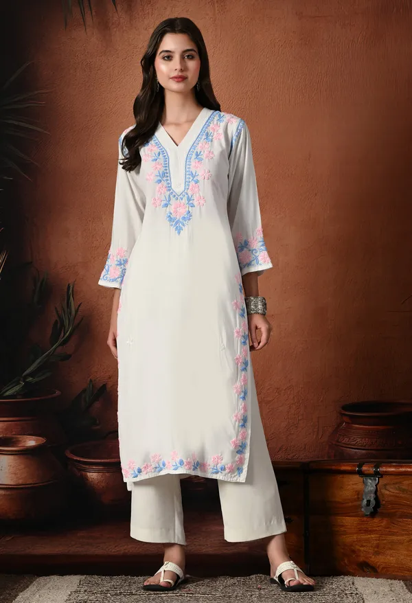 Syrish_Pastel_Pink_&_Blue_Thread_Hand_Embroidered_Chikankari_Straight_Rayon_Kurta