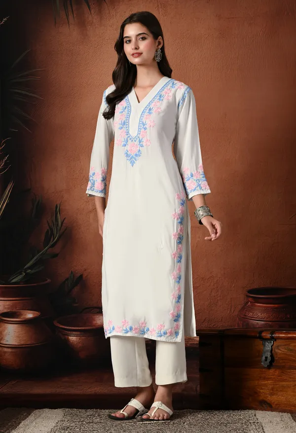 Syrish_Pastel_Pink_&_Blue_Thread_Hand_Embroidered_Chikankari_Straight_Rayon_Kurta