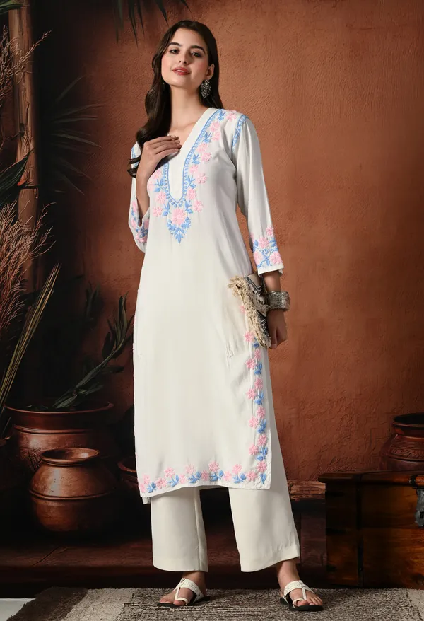 Syrish_Pastel_Pink_&_Blue_Thread_Hand_Embroidered_Chikankari_Straight_Rayon_Kurta