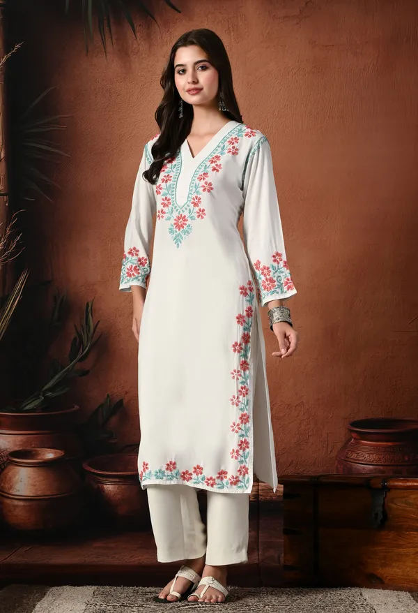 Syrish_Brown_Thread_Hand_Embroidered_Chikankari_Straight_Rayon_Kurta