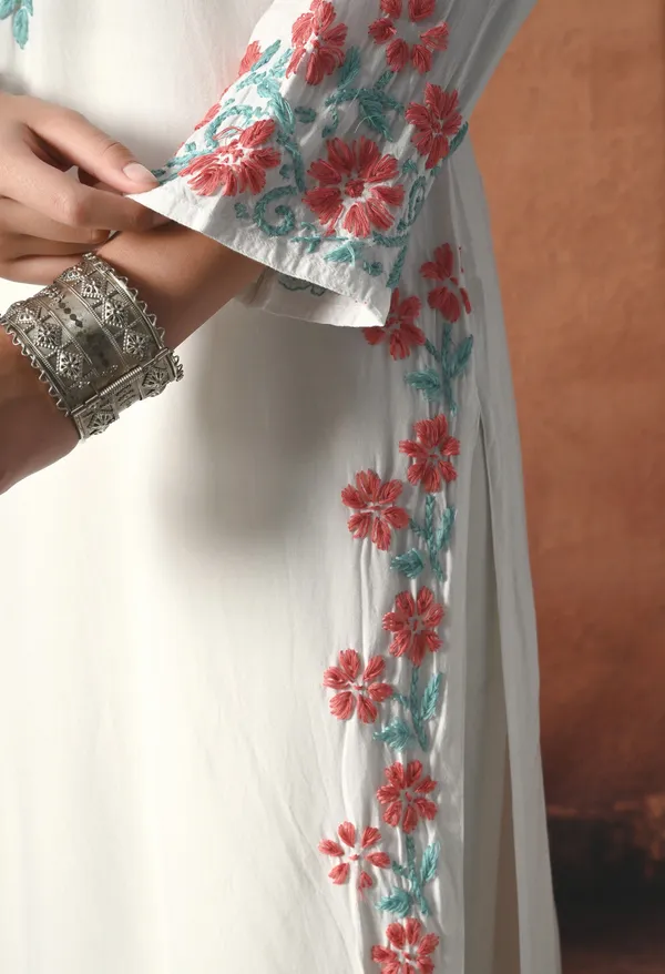 Syrish_Brown_Thread_Hand_Embroidered_Chikankari_Straight_Rayon_Kurta