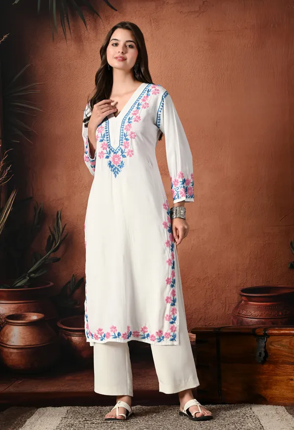 Syrish_Pink_Thread_Hand_Embroidered_Chikankari_Straight_Rayon_Kurta