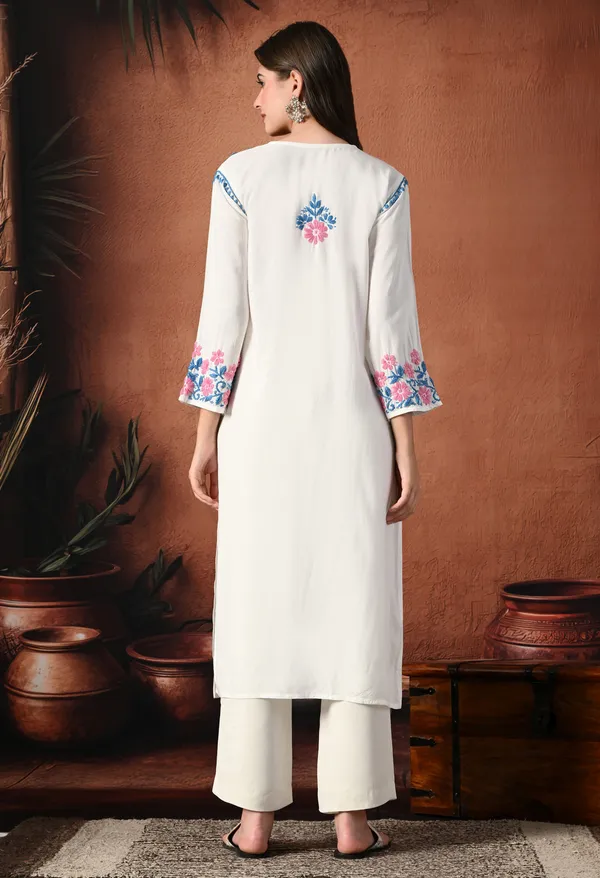 Syrish_Pink_Thread_Hand_Embroidered_Chikankari_Straight_Rayon_Kurta
