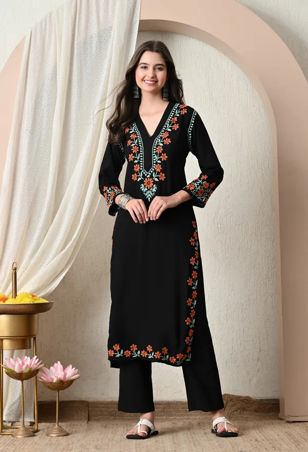 Syrish_Bown_Thread_Hand_Embroidered_Chikankari_Straight_Rayon_Kurta