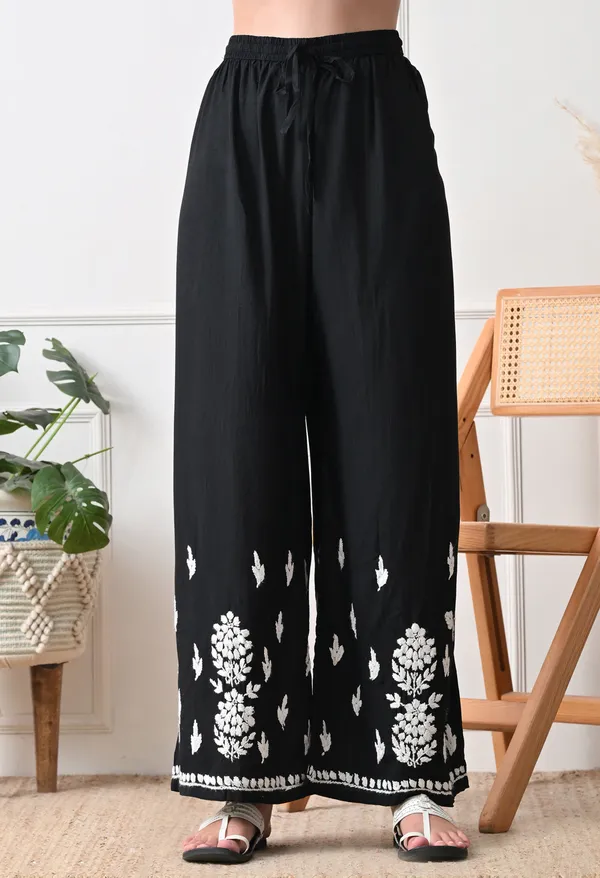 Syrish_Black_Rayon_Straight_Chikankari_Hand_Embroidered_Kurta_Set