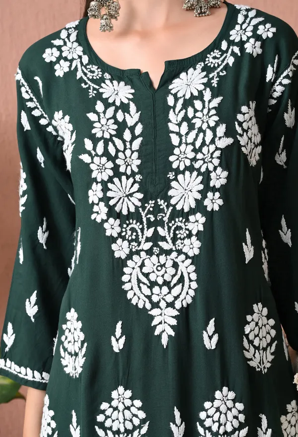 Syrish_Green_Rayon_Straight_Chikankari_Hand_Embroidered_Kurta_Set