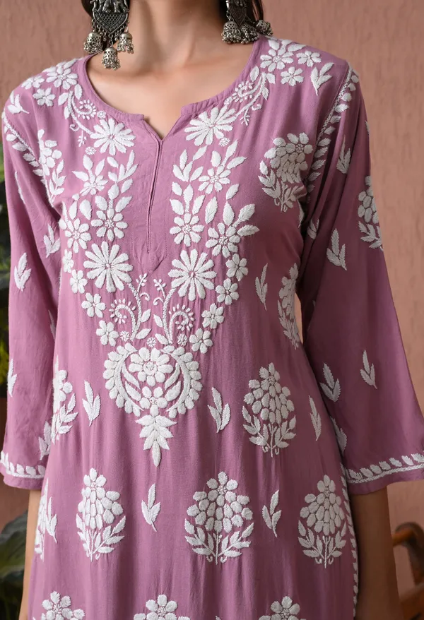 Syrish_Purple_Rayon_Straight_Chikankari_Hand_Embroidered_Kurta_Set