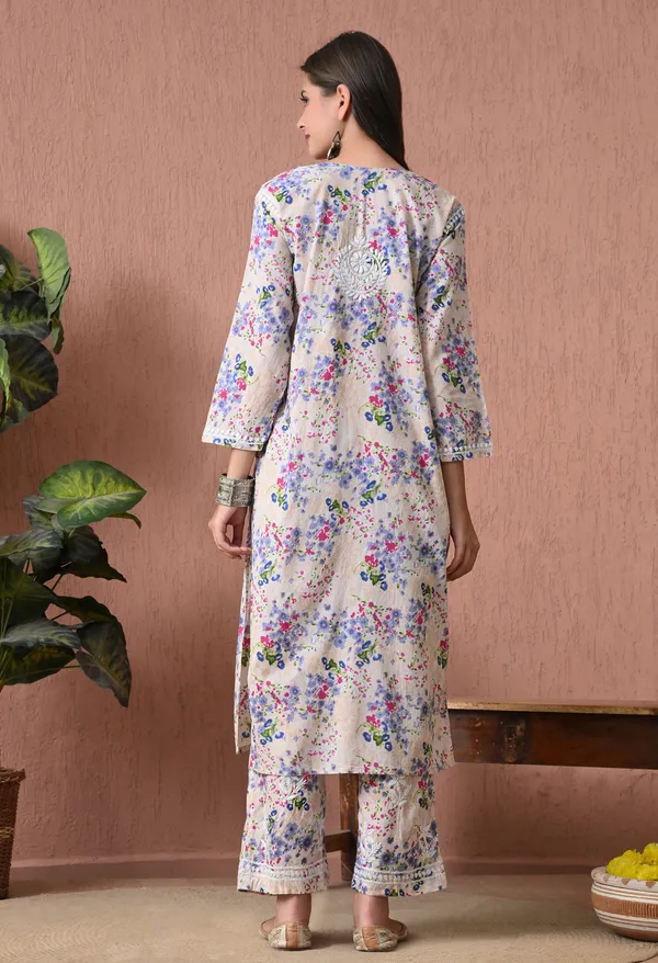 Syrish_Beige_Floral_Mulmul_Chikankari_Hand_Embroidered_Kurta_Set