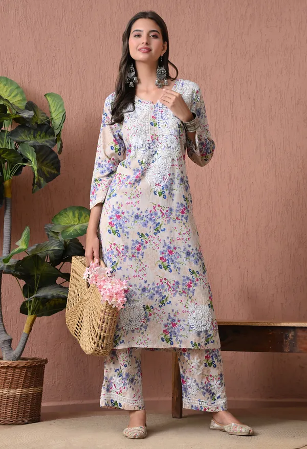 Syrish_Beige_Floral_Mulmul_Chikankari_Hand_Embroidered_Kurta_Set