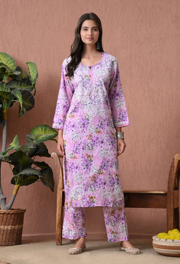 Syrish_Purple_Floral_Mulmul_Chikankari_Hand_Embroidered_Kurta_Set
