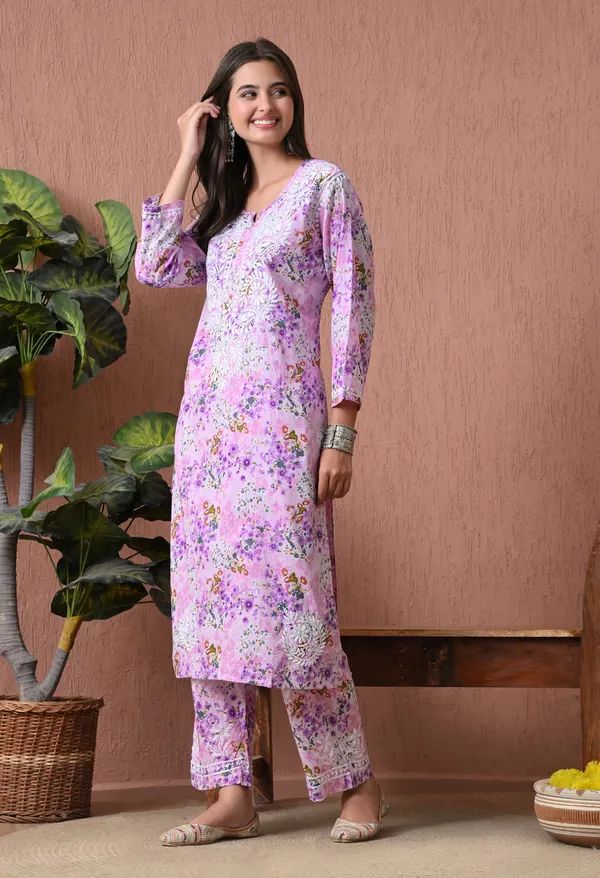 Syrish_Purple_Floral_Mulmul_Chikankari_Hand_Embroidered_Kurta_Set