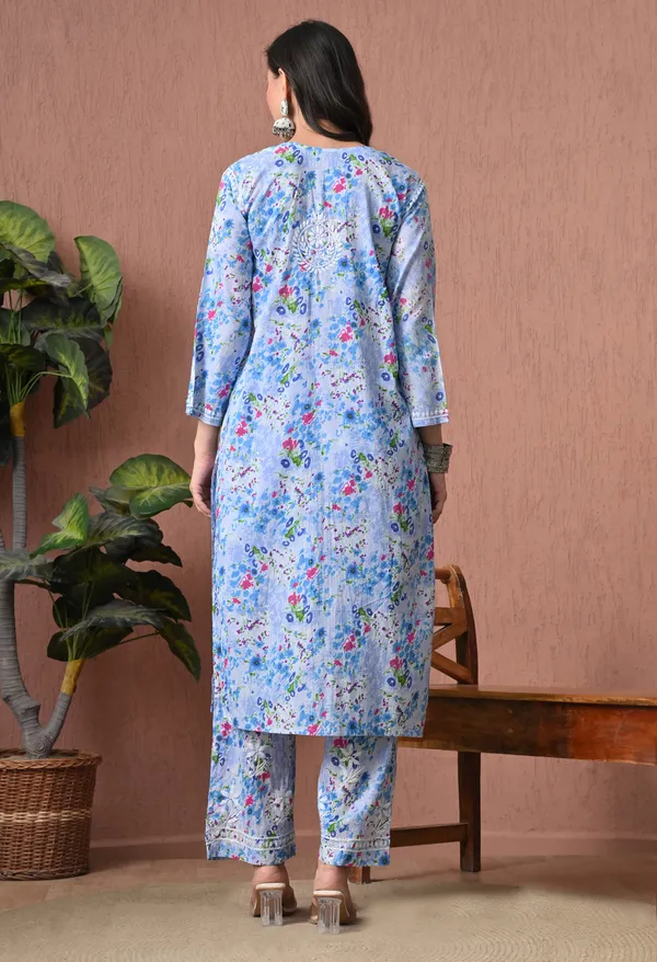 Syrish_Blue_Floral_Mulmul_Chikankari_Hand_Embroidered_Kurta_Set