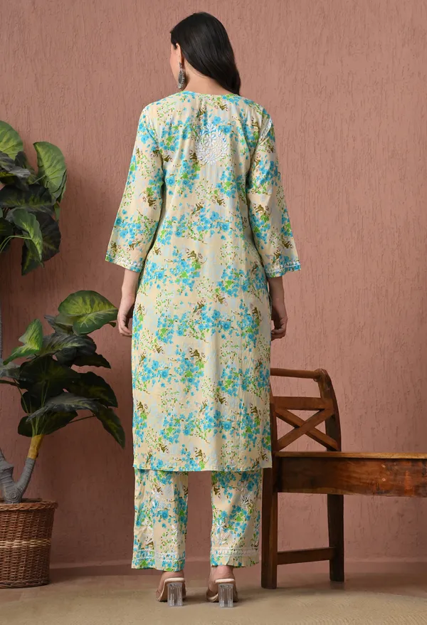 Syrish_Green_Floral_Mulmul_Chikankari_Hand_Embroidered_Kurta_Set