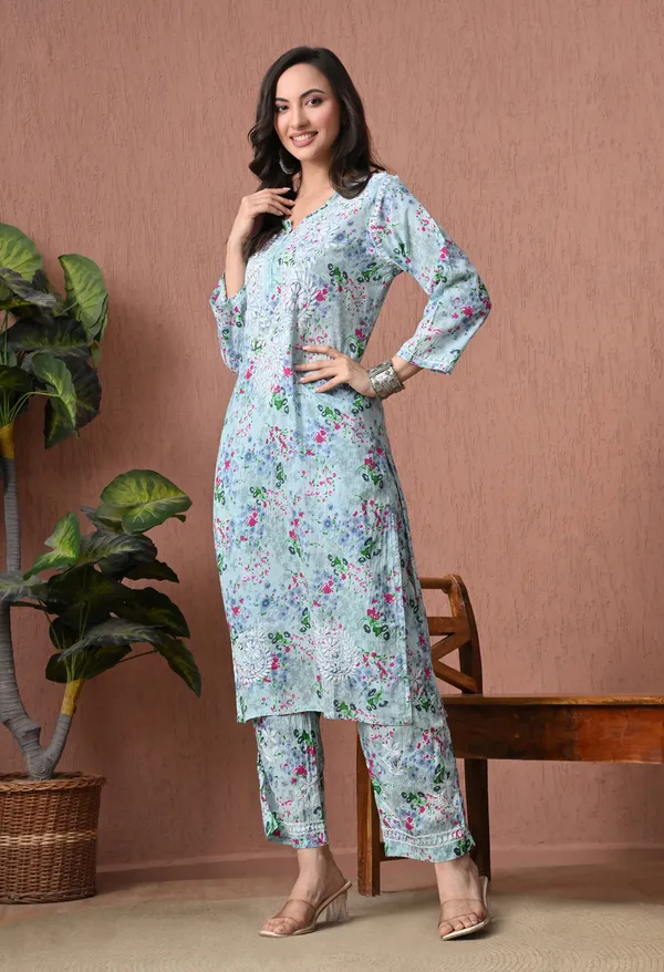 Syrish_Sky_Blue_Floral_Mulmul_Chikankari_Hand_Embroidered_Kurta_Set
