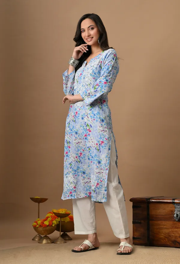 Syrish_Blue_Floral_Mulmul_Chikankari_Hand_Embroidered_Kurta