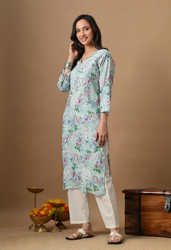 Syrish_Sky_Blue_Floral_Mulmul_Chikankari_Hand_Embroidered_Kurta