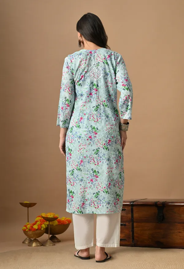 Syrish_Sky_Blue_Floral_Mulmul_Chikankari_Hand_Embroidered_Kurta
