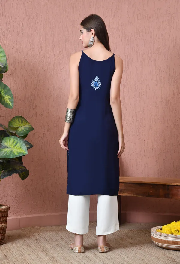 Syrish_Handcrafted_Chikankari_Rayon_Sleeveless_Kurta_�_Navy_Blue