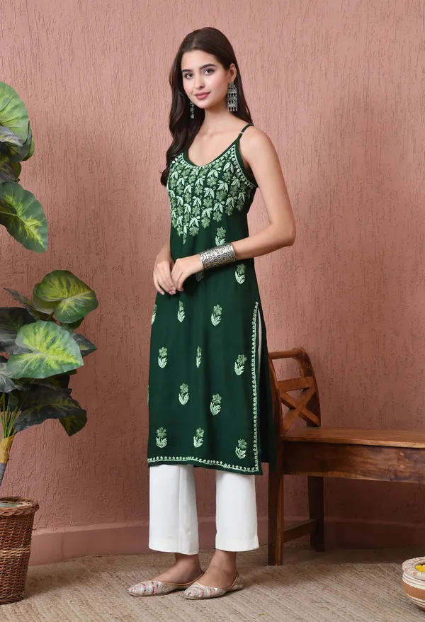 Syrish_Handcrafted_Chikankari_Rayon_Sleeveless_Kurta_�_Green