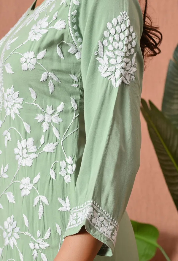 Syrish_Mint_Grace_Hand_Embroidered_Chikankari_Rayon_Kurta_Set